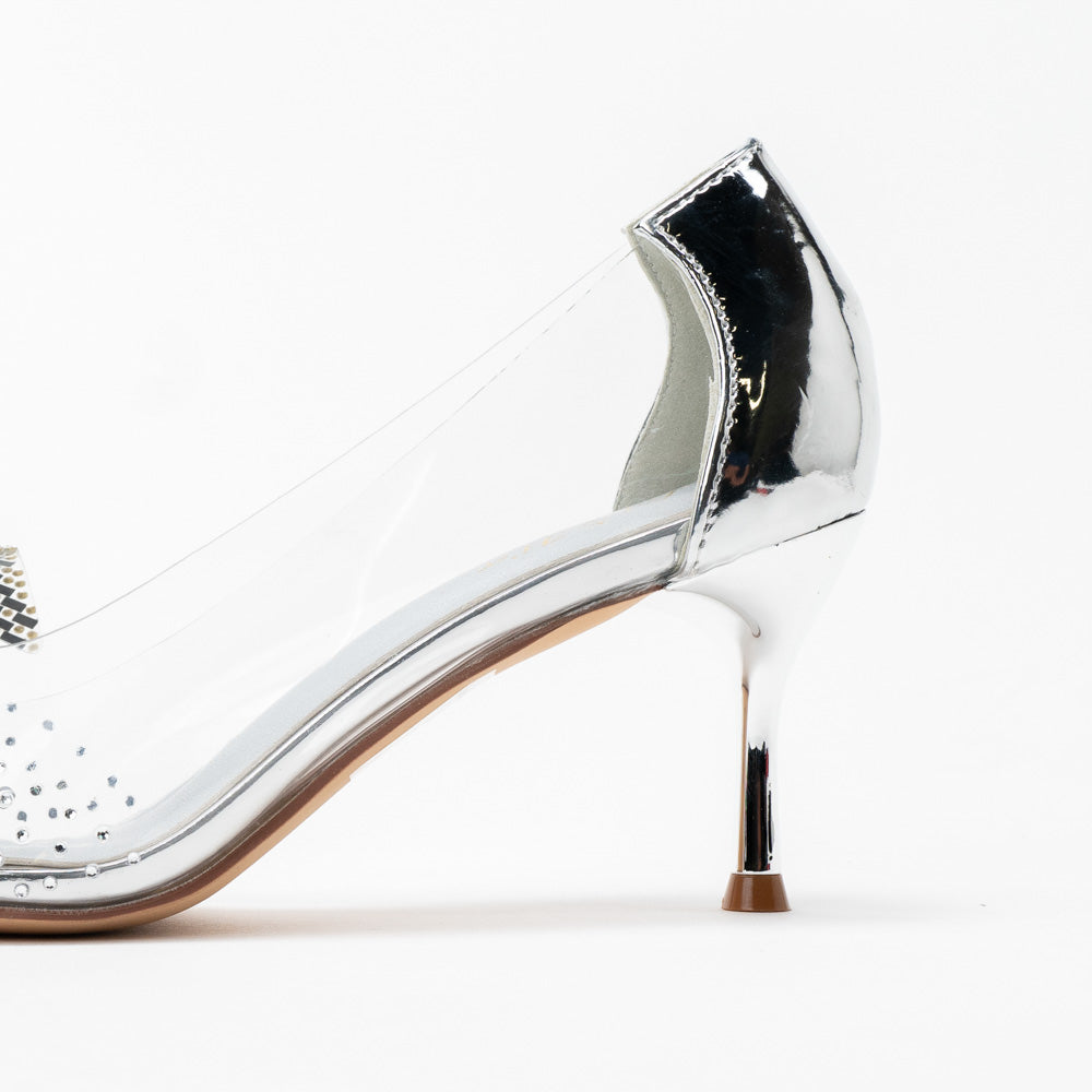 La Her Qxg-05 Ladies Evening Shoe Silver