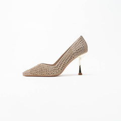 La Her Qxg-18 Ladies Evening Shoe Gold