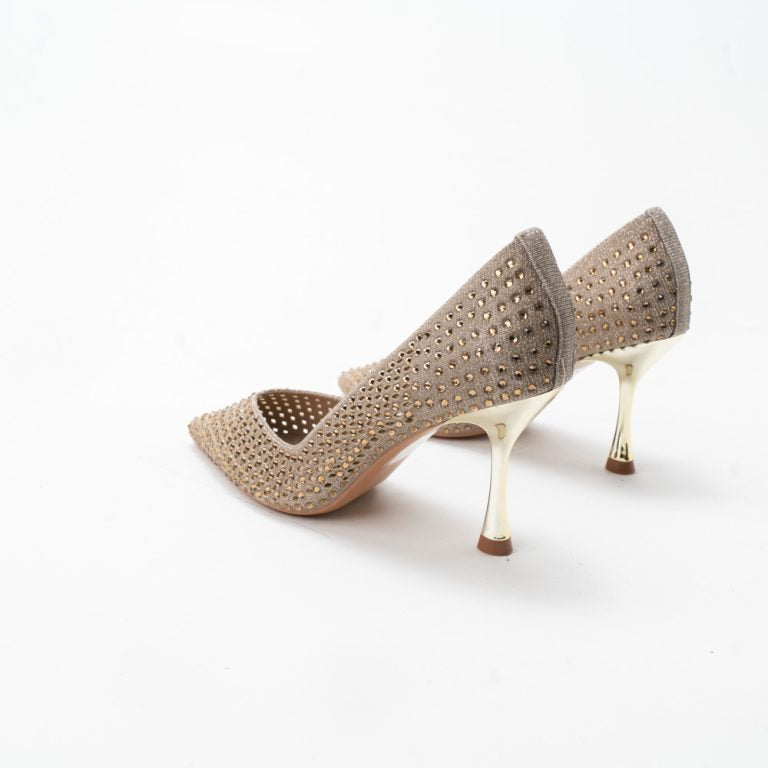 La Her Qxg-18 Ladies Evening Shoe Gold