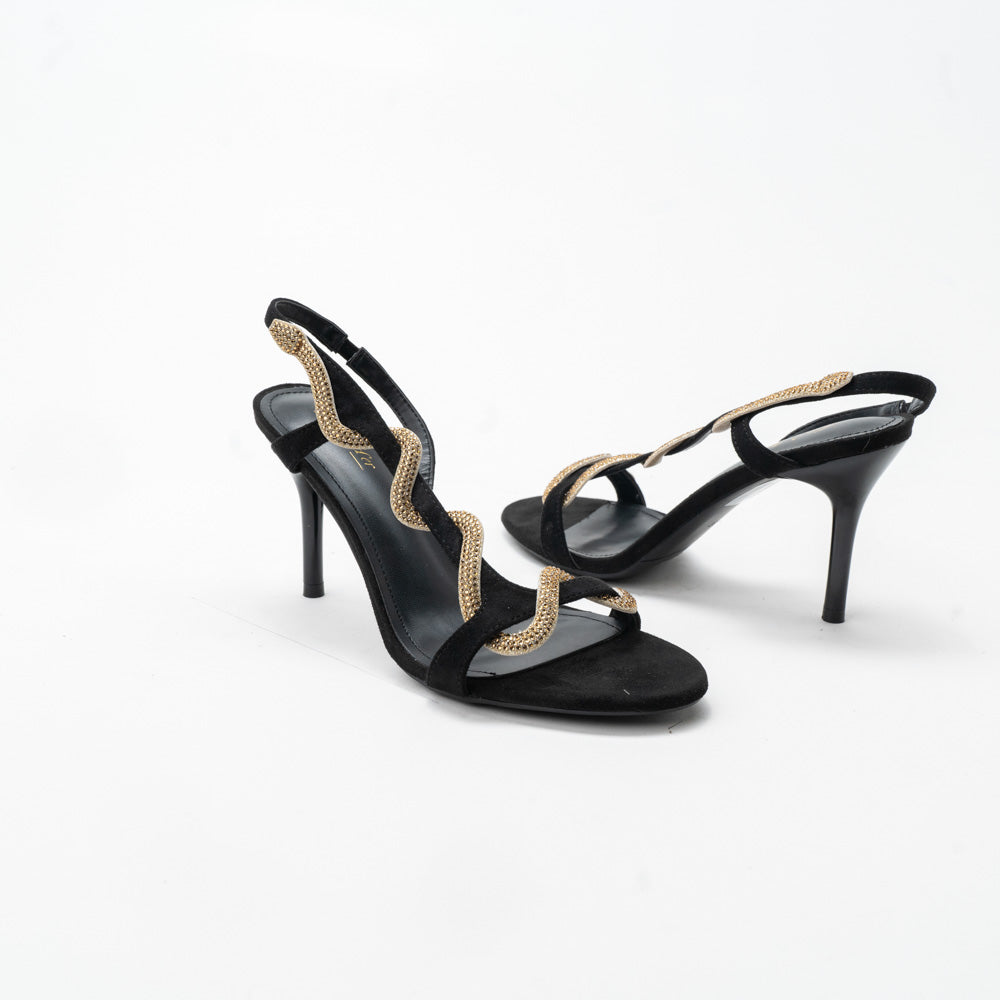 La Her Qxg-17 Ladies Evening Shoe Black/Gold