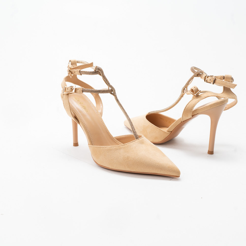 La Her Qxg13 Ladies Evening Shoe Champagne