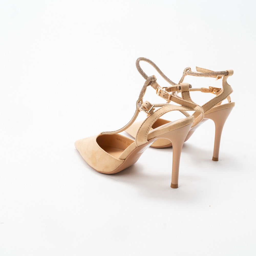 La Her Qxg13 Ladies Evening Shoe Champagne