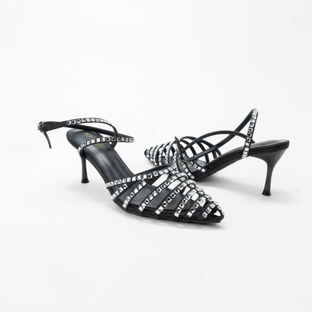 La Her Qxg09 Ladies Evening Shoe Black