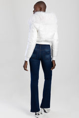 Sissyboy Womens Puffer Jacket With Fur Collar In White