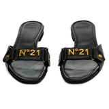 Nº21 Womens Logo Lettering Leather Sandals In Black
