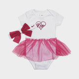 Nike Girls 2 Piece Swoosh On Pointe Box Sweet Beet In White/Pink