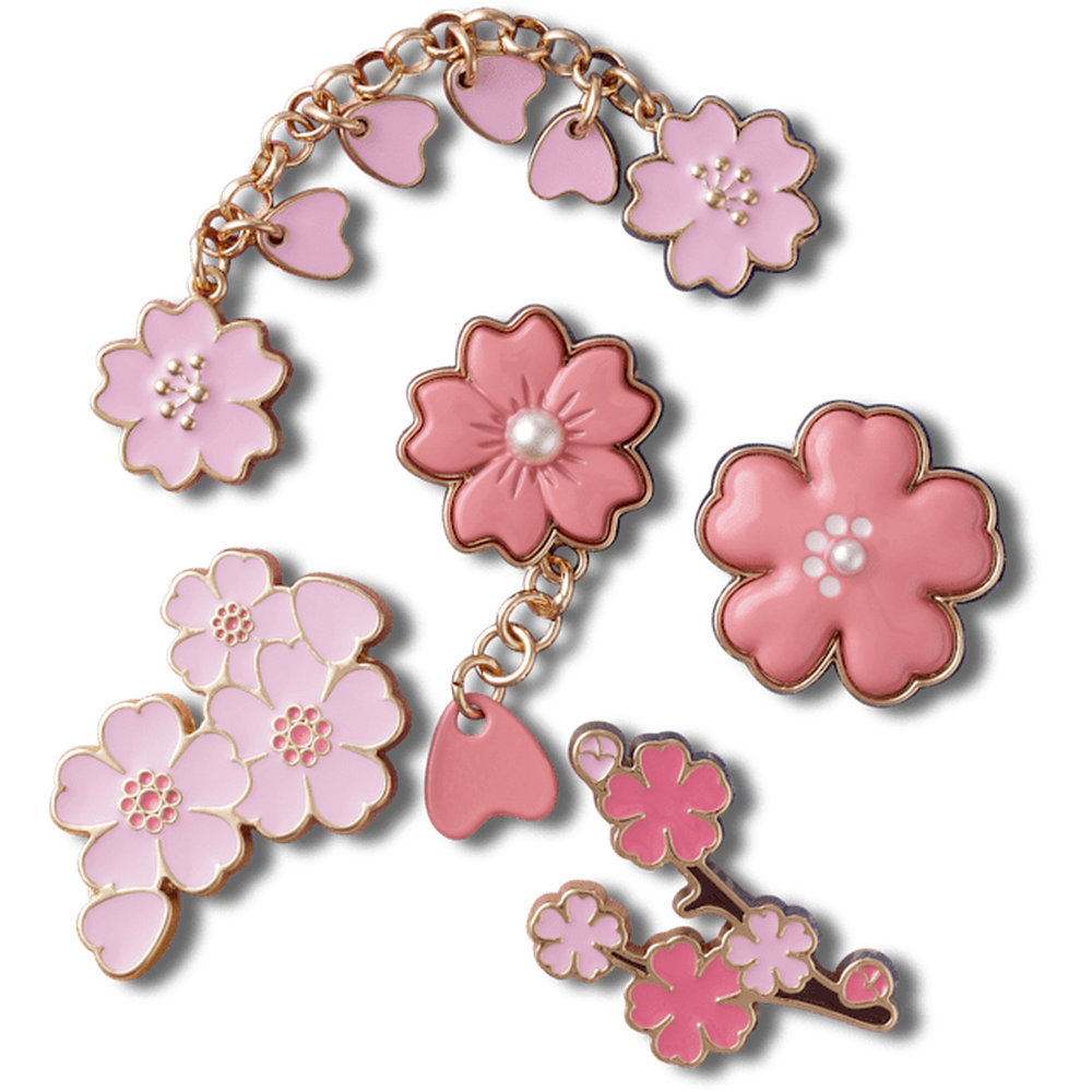 Crocs Womens Blooming Cherry Blossom 5 Piece Plugs In Pink