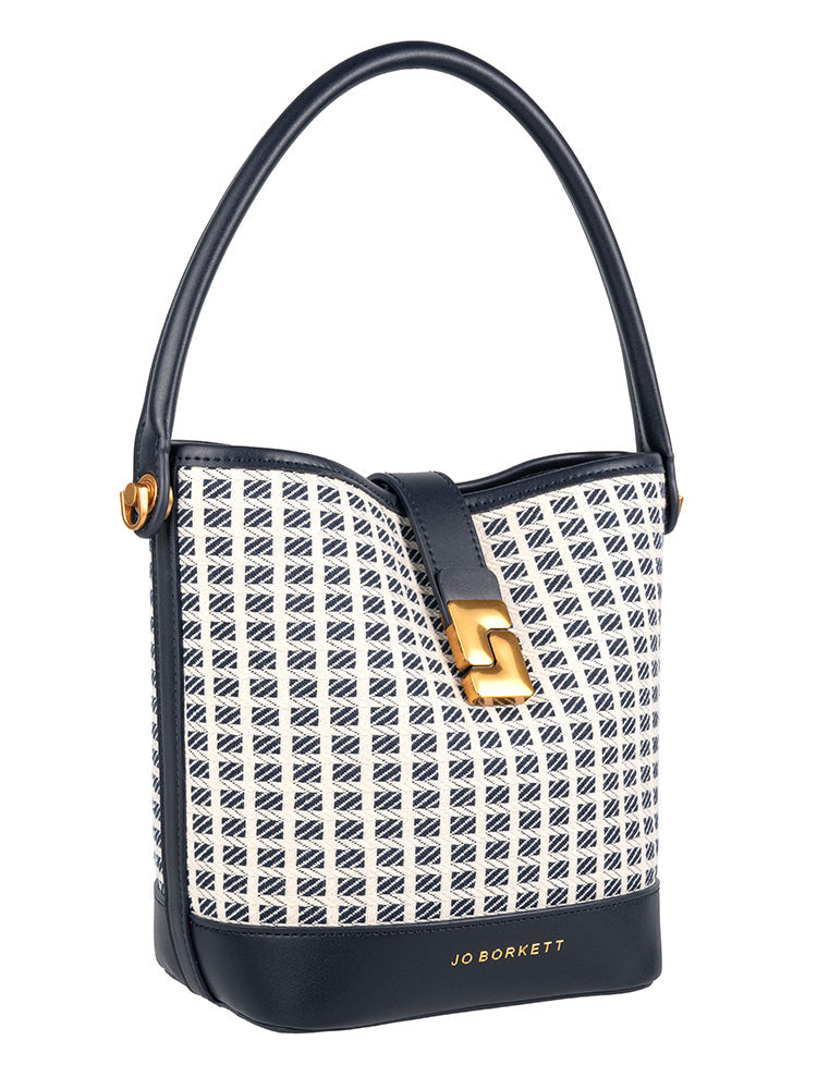 Jo Bockett Acquard Bucket Bag Navy Blue