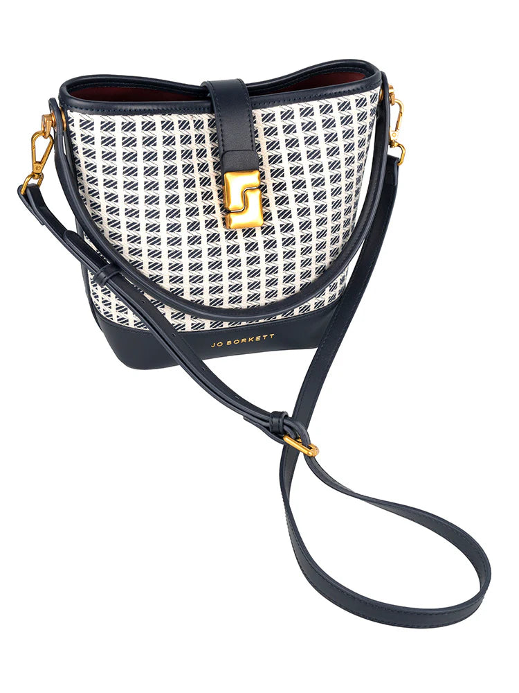 Jo Bockett Acquard Bucket Bag Navy Blue