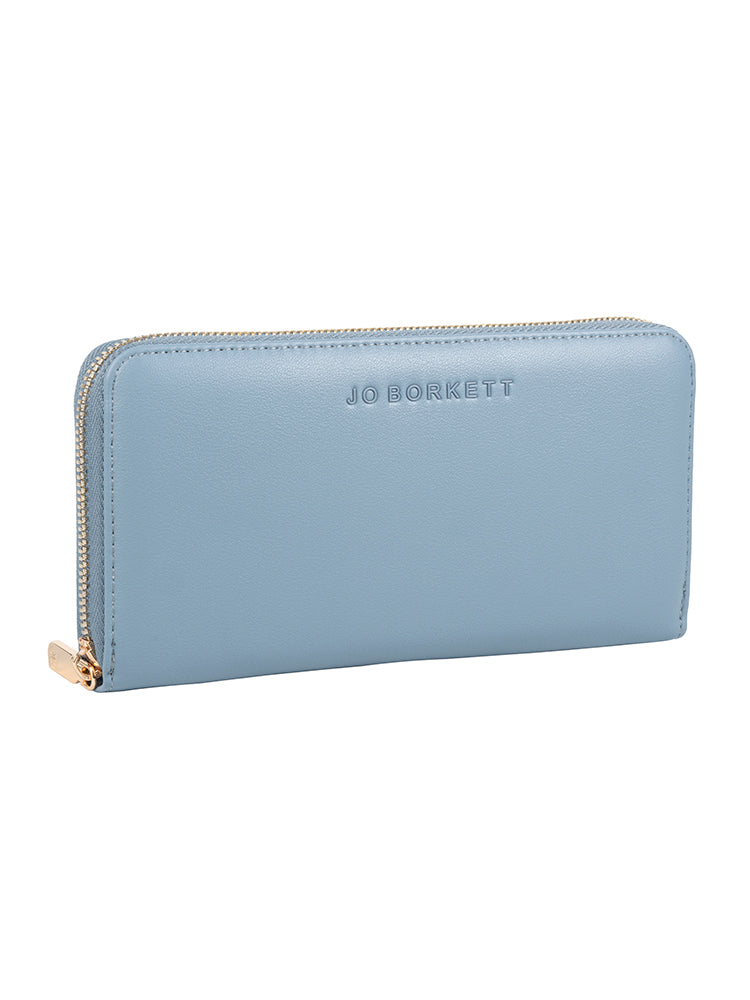 Jo Borkett Purse Program Large Zip Around Blue Purse