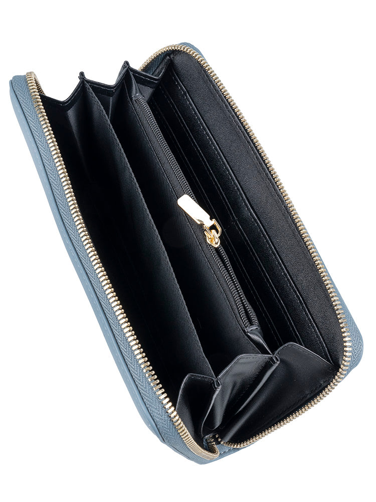 Jo Borkett Purse Program Large Zip Around Blue Purse