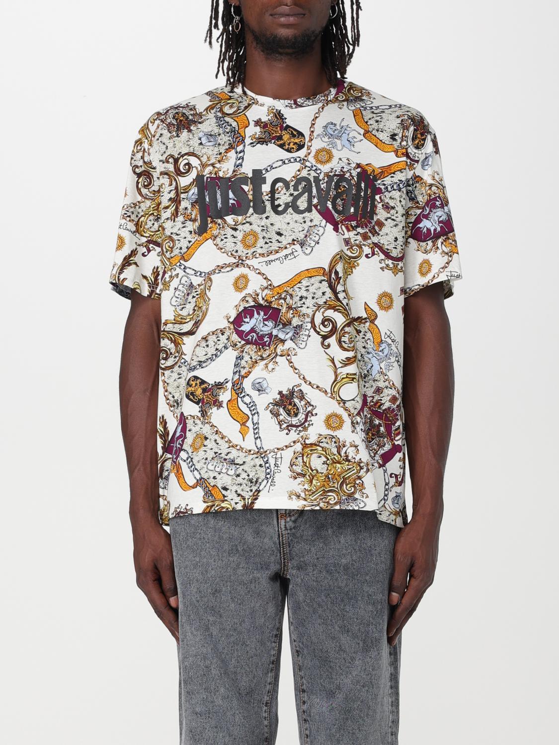 Just Cavalli Mens R Print Iconic T-Shirt In White Multi