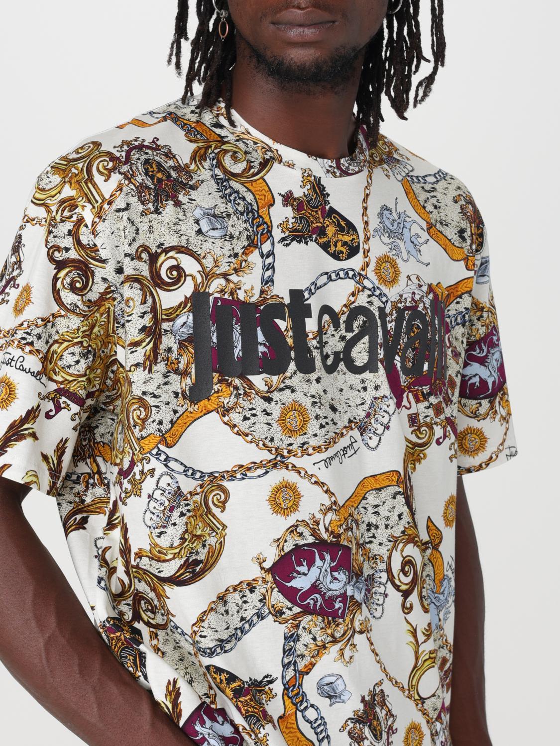 Just Cavalli Mens R Print Iconic T-Shirt In White Multi