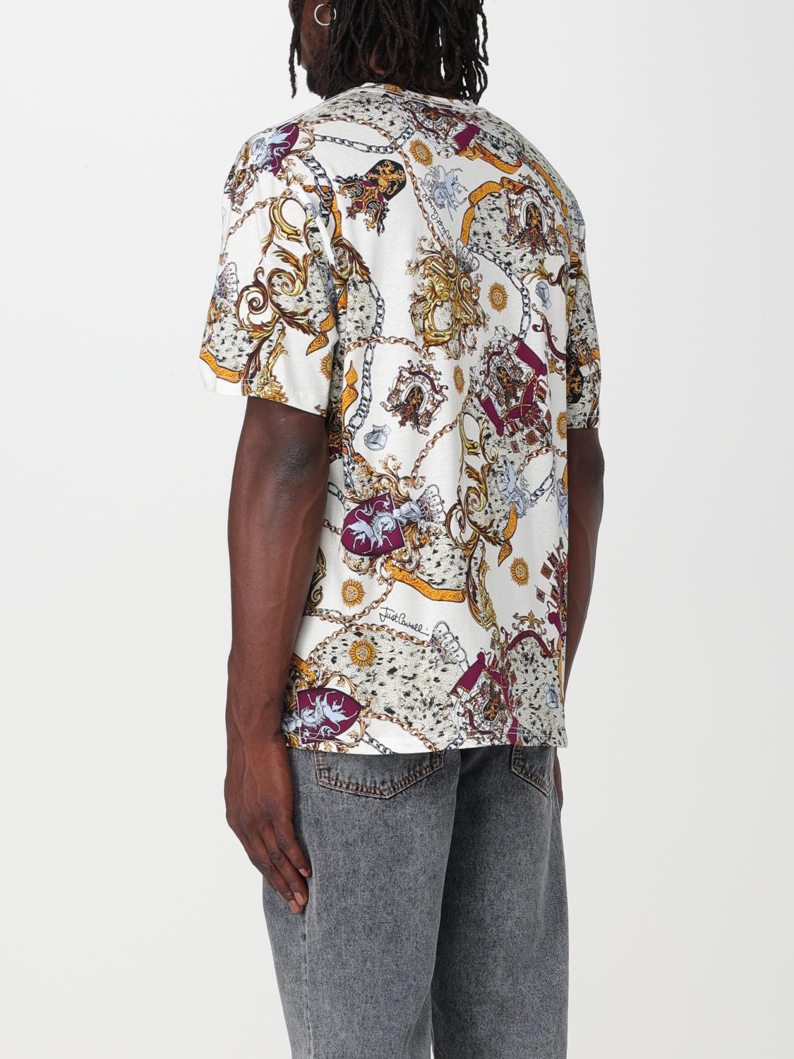 Just Cavalli Mens R Print Iconic T-Shirt In White Multi