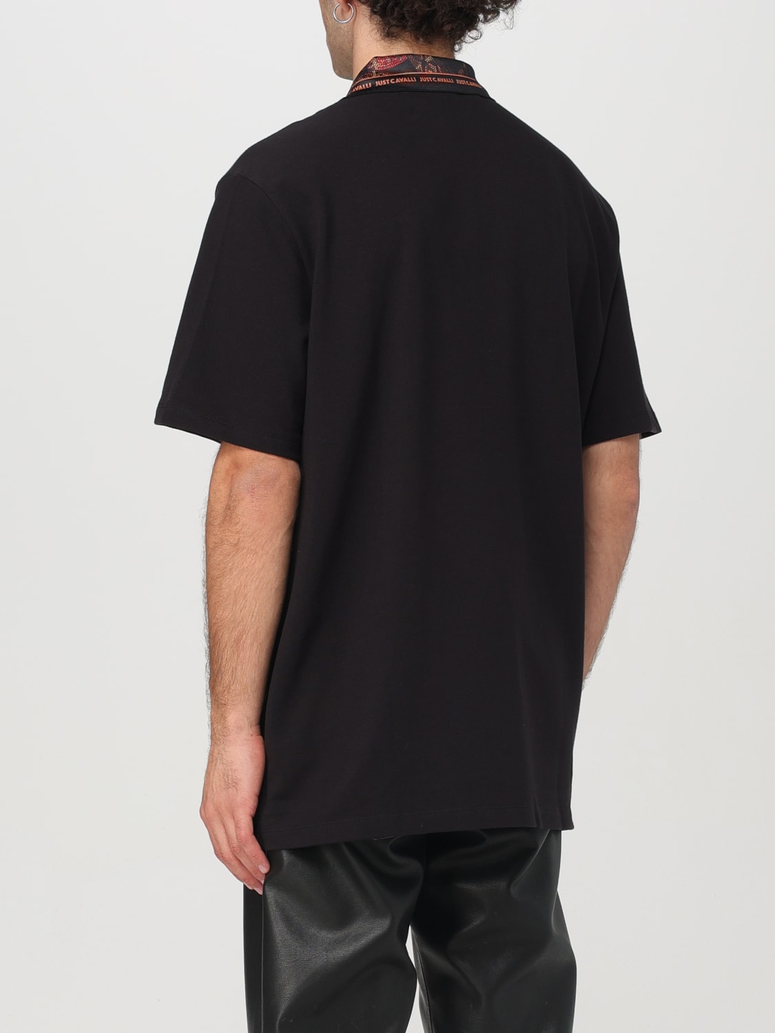 Just Cavalli Mens Cotton Golfer In Black