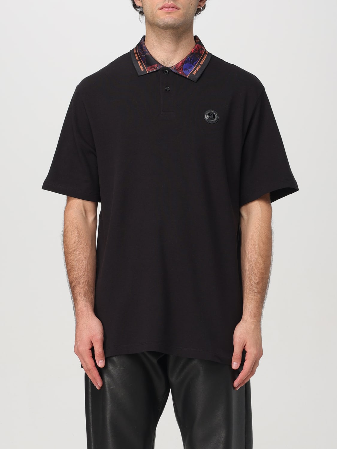 Just Cavalli Mens Cotton Golfer In Black