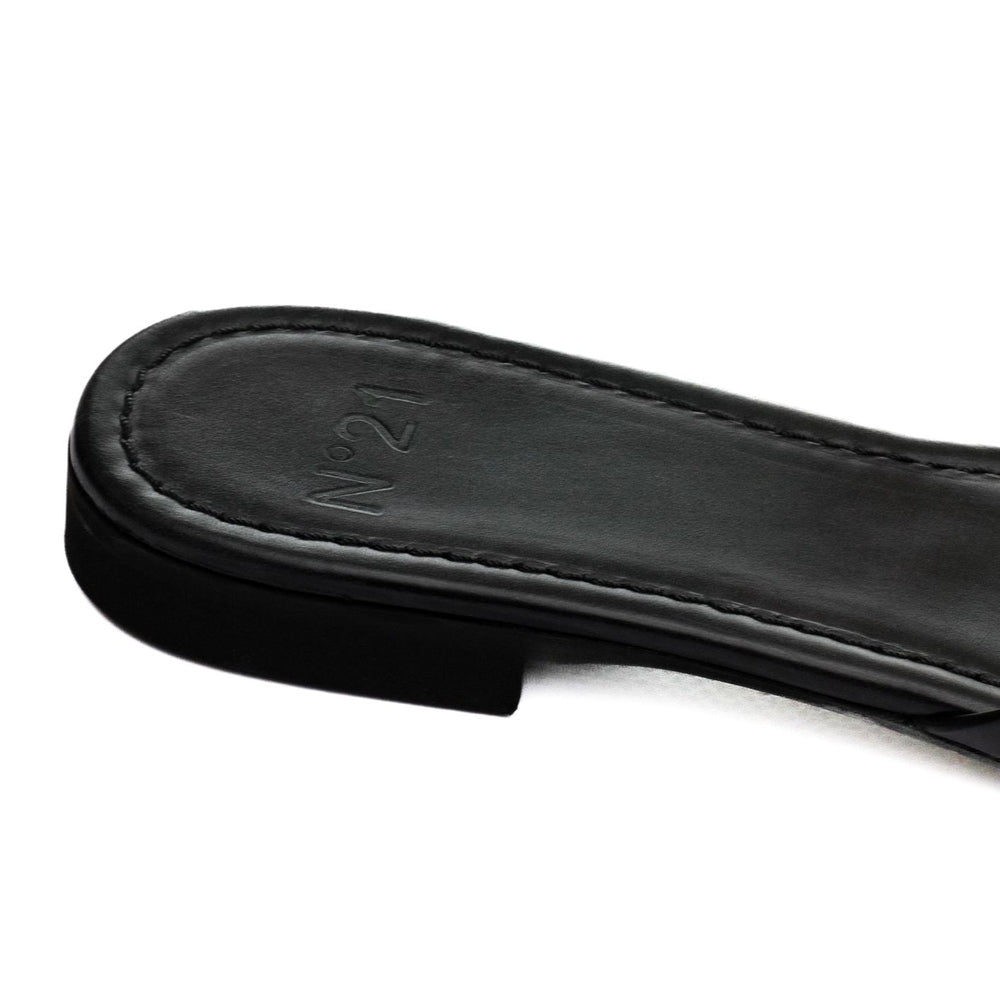 Nº21 Womens Logo Lettering Leather Sandals In Black