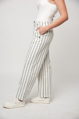 Polo Womens Sarah Striped Wide Leg Chino Pants In Off White