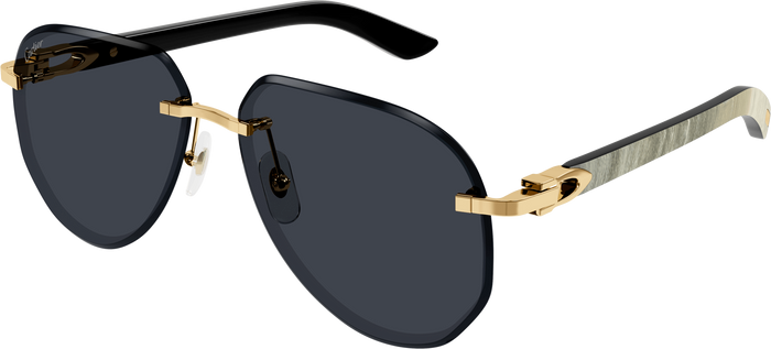 Cartier Aviators Sunglasses In Black & Gold