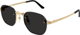Cartier Rimless Pantos Shape Sunglasses In Black & Gold