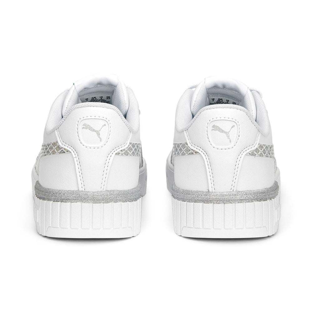 Puma Girls Carina 2.0 Mermaid PS Sneakers In White/Hero Blue/Silver