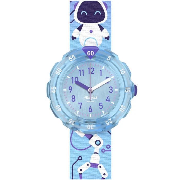 Flik Flak Kiddies Blue Purple ROBOTOLOGY Watch