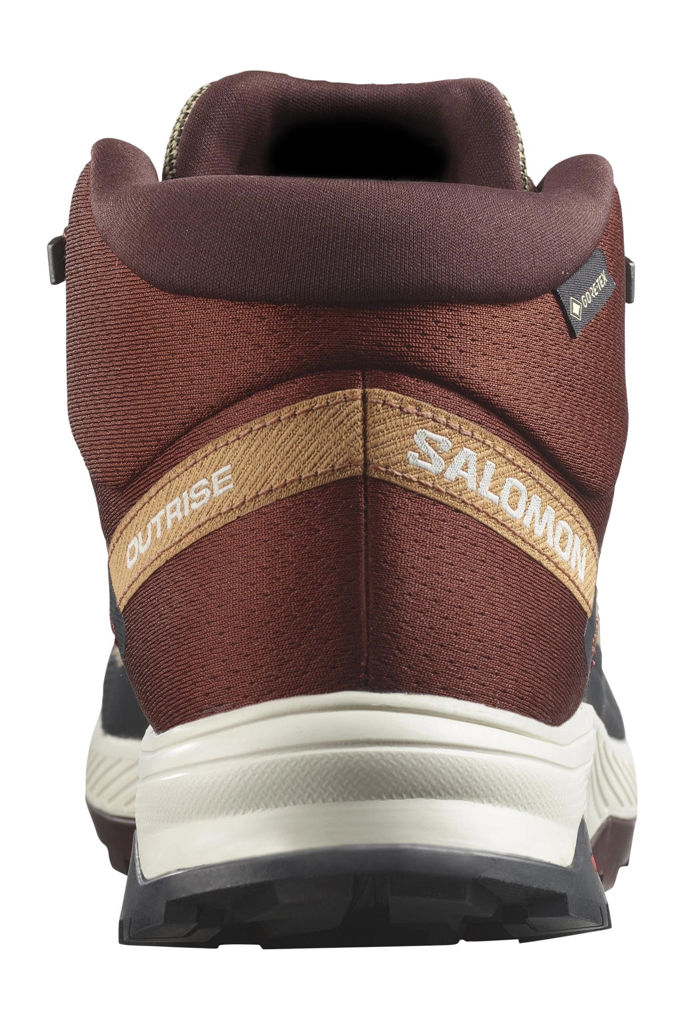Salomon Mens Outrise Mid Gtx Shoes In Safari/Burnt Henna/Fiery Red