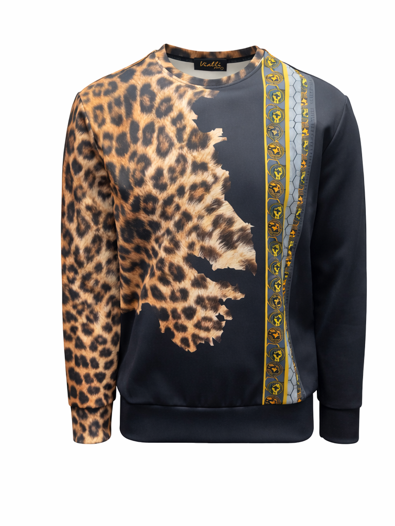 Vialli Mens Mojet Lepord Print Sweatshirt