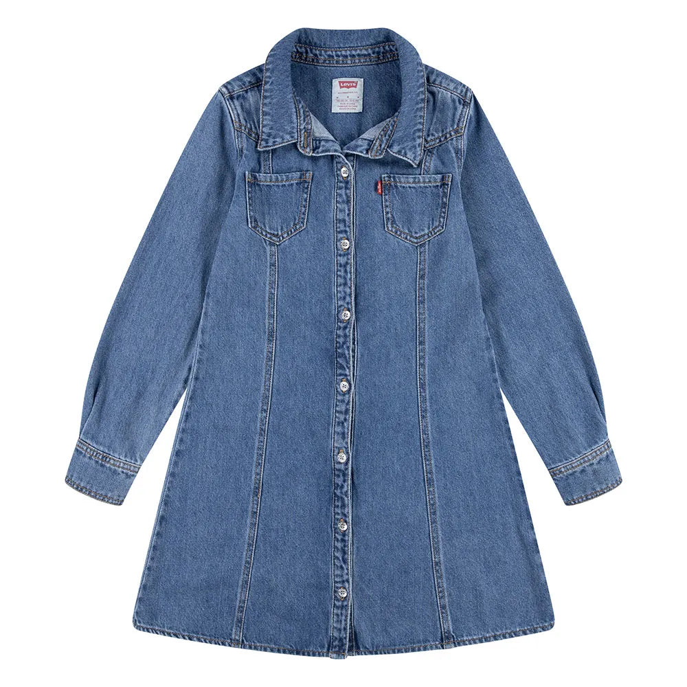 Levis Girls Western Denim Dress In Blue
