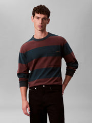 Calvin Klein Mens Sueded Stripe Pocket Long Sleeve T-Shirt In Multi