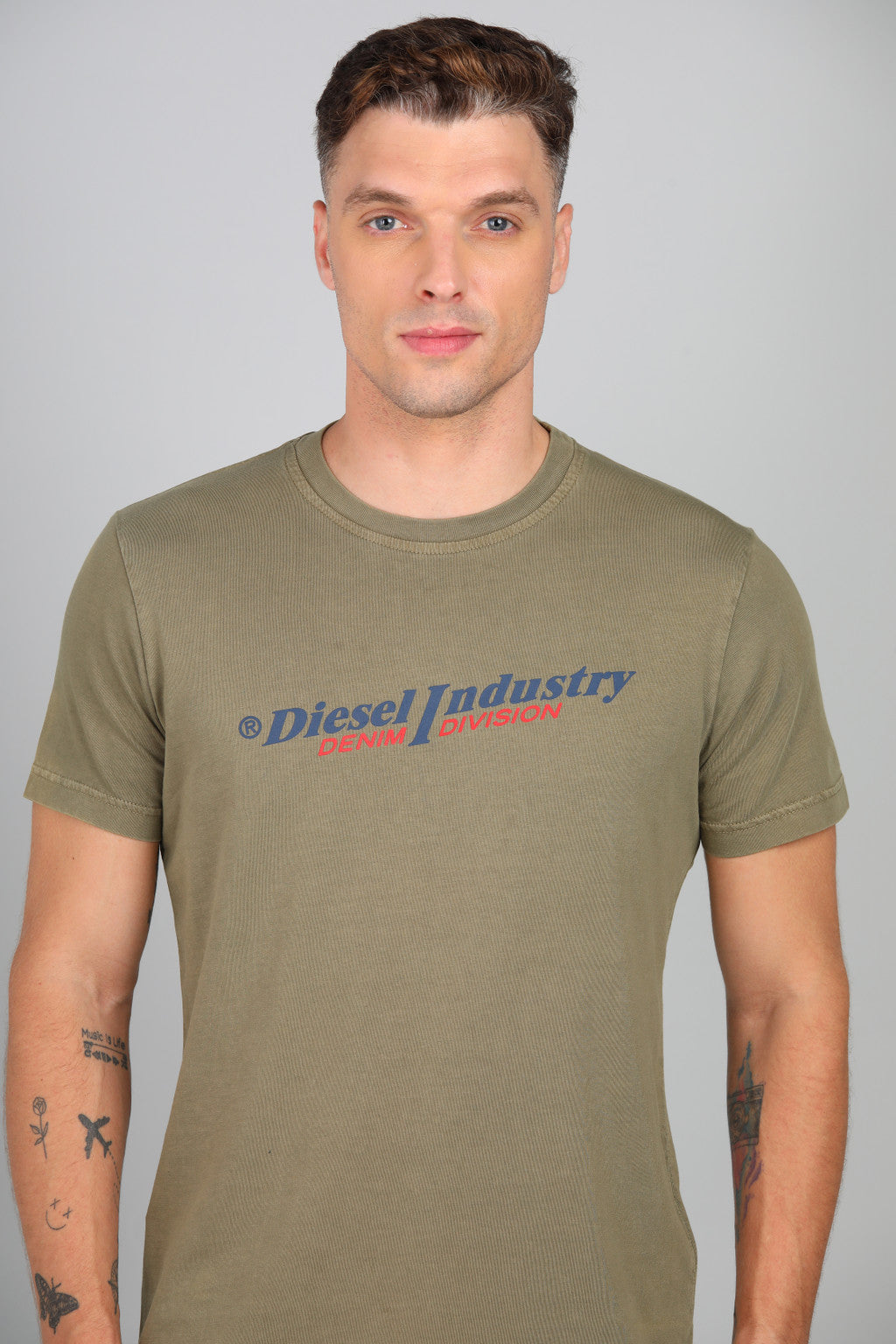 Diesel Mens Knit Top T-Shirt In Khaki