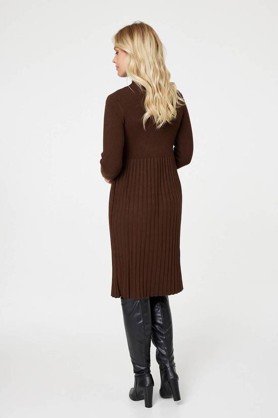 Izabel London Womens Embellished High Neck Knit Dress In Chocolate