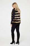 Stella Morgan Womens Sleeveless Sripe Animal Faux Fur Gilet In Black Multi