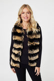 Stella Morgan Womens Sleeveless Sripe Animal Faux Fur Gilet In Black Multi