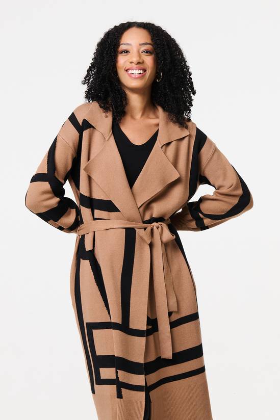 Izabel London Womens Easy Wearin Wrap Longer Length Coat In Brown