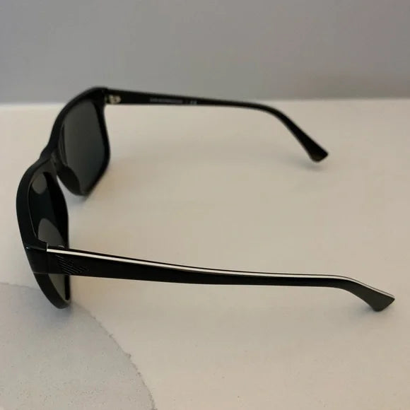 Emporio Armani Square Frame Unisex Sunglasses In Black & White