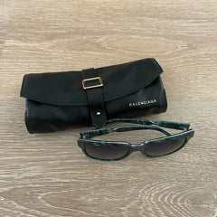 Balenciaga Foreset Green Square Frame Sunglasses In Marble Green