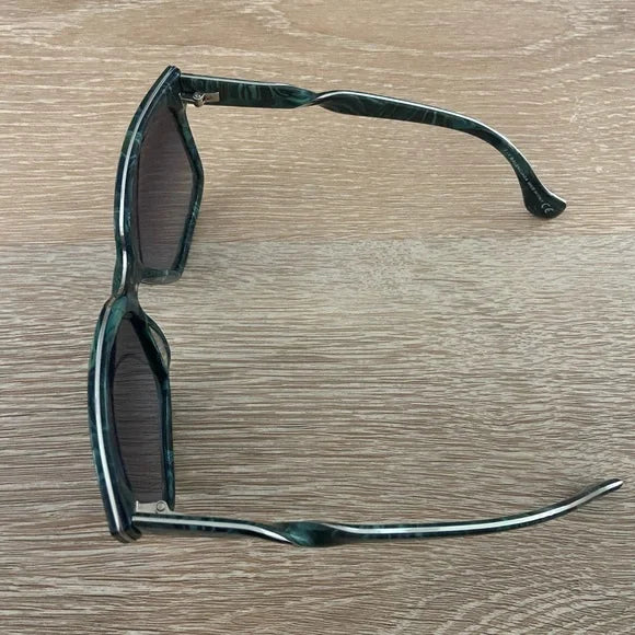 Balenciaga Foreset Green Square Frame Sunglasses In Marble Green