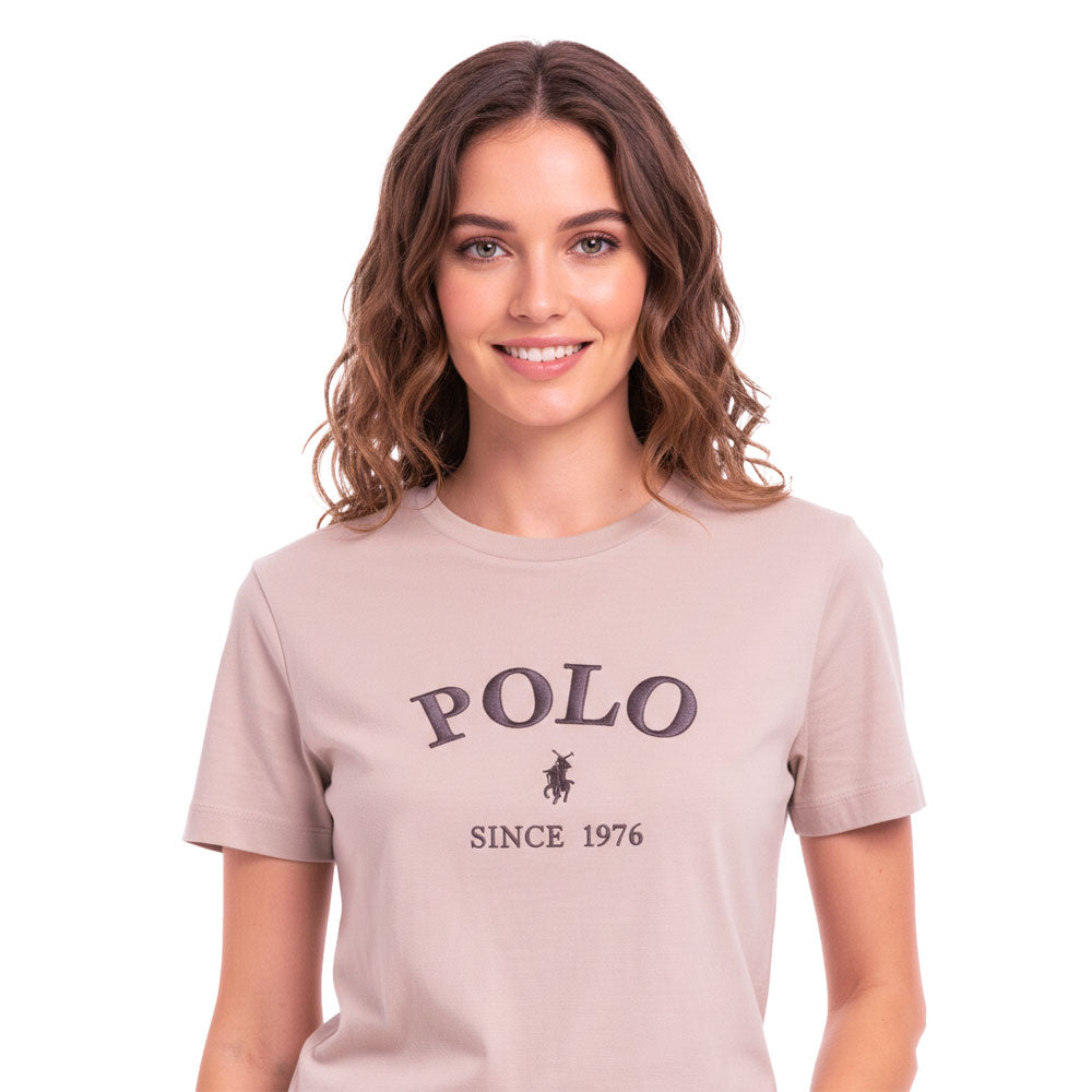 Polo Womens Charli Embroidered T-Shirt In Marshmallow