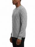 Polo Mens Long Sleeves Cable Crew Knitwear Grey
