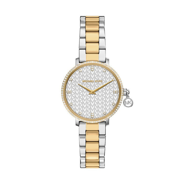 Micheal Kors Womens Two Tone Stainless Steel Pyper Watch In Sliver/Gold/Silver Dial