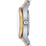 Micheal Kors Womens Lexington Watch And Bracelet Set In Gold And Silver