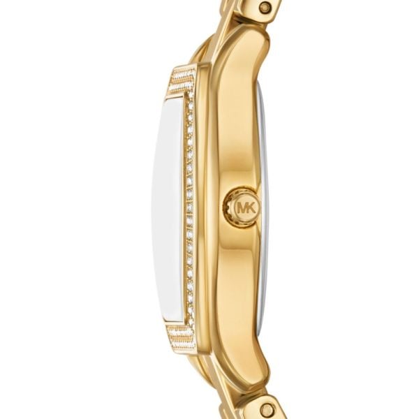 Micheal Kors Womens Chelsea 3 Hand Watch In Gold/Beige Diamond Dial