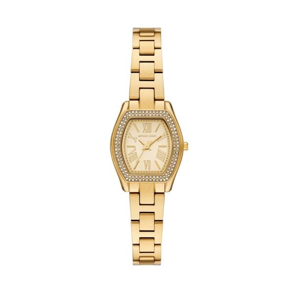 Micheal Kors Womens Chelsea 3 Hand Watch In Gold/Beige Diamond Dial