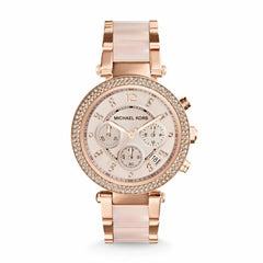 Michael Kors Rose Gold And Pink Chrono Watch