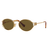 Miu Miu Logo Womens Oval Sunglasses In Gold