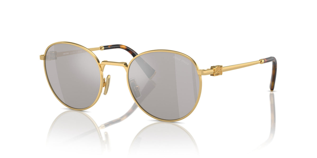 Miu Miu Grey Lens Sunglasses For Women In Gold