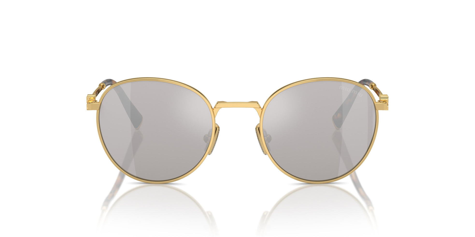 Miu Miu Grey Lens Sunglasses For Women In Gold