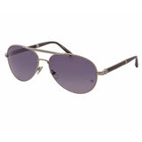 Mont Blanc Silver Frame Aviator Sunglasses For Men In Silver & Brown