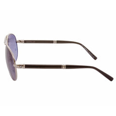 Mont Blanc Silver Frame Aviator Sunglasses For Men In Silver & Brown